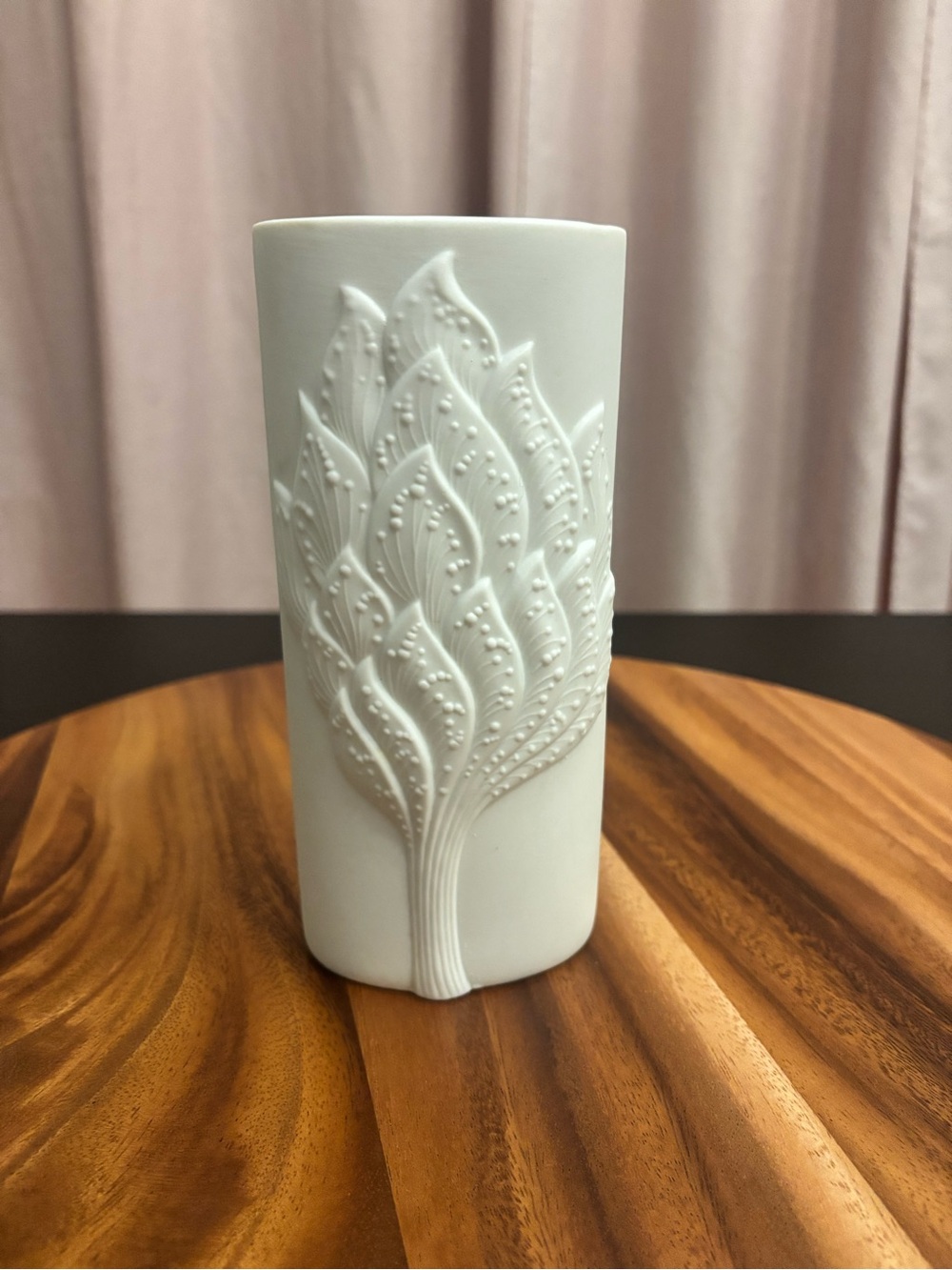 Kaiser W Germany Vintage White Bisque Porcelain Vase Modern Leaf MCM